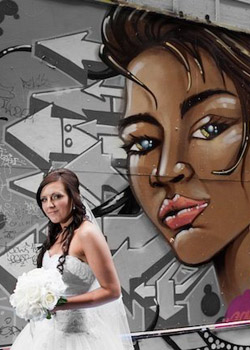 best bridal makeup for brunettes, with hair up in french roll